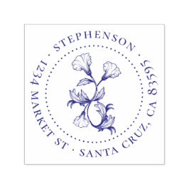 Vintage Blume Familienname Runde Rücksendeadresse Permastempel