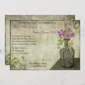 Vintage Blume Flasche Hochzeitsempfang Einladung (Vorne/Hinten)