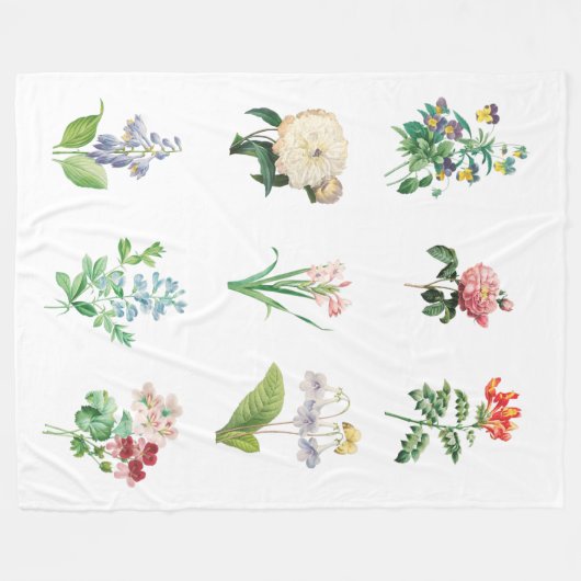 Vintage Blume Fleecedecke (Vorderseite (Horizontal))