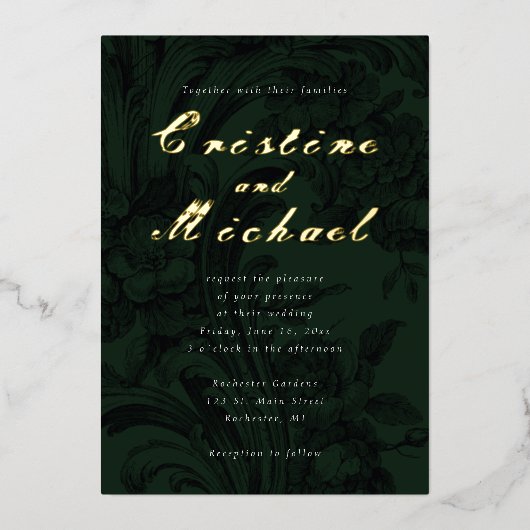 Vintage Blume Folieneinladung (Vorderseite)