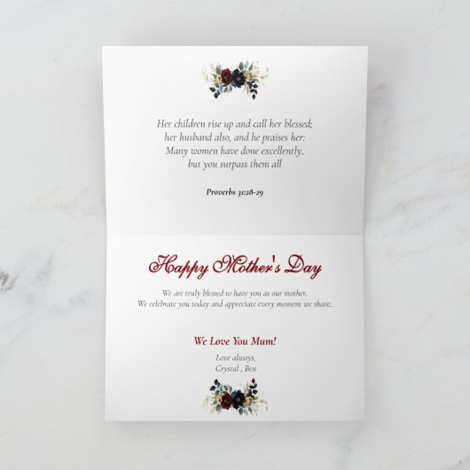 Vintage Blume Foto Muttertag Karte (Innenseite)