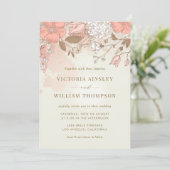 Vintage Blume Frühjahrsgarten Einladung Hochzeit (Stehend Vorderseite)