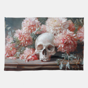 Vintage Blume für den Schädel und das leichte Rosa Geschirrtuch