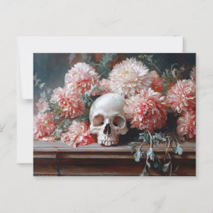 Vintage Blume für den Schädel und das leichte Rosa Postkarte