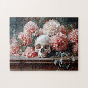 Vintage Blume für den Schädel und das leichte Rosa Puzzle