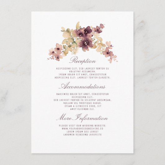 Vintage Blume für Hochzeiten Begleitkarte (Vorderseite)