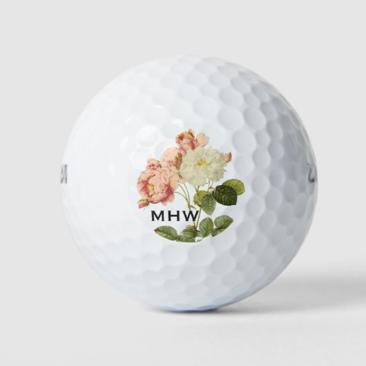Vintage Blume für kundenspezifische Monogramm-Golf Golfball (Vorderseite)
