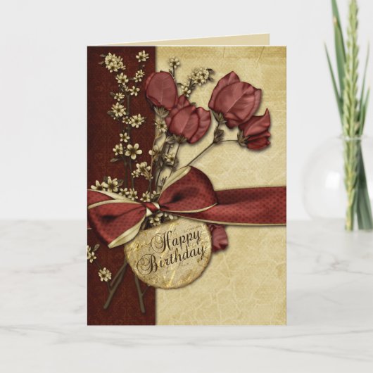 Vintage Blume Geburtstag Karte (Vorderseite)