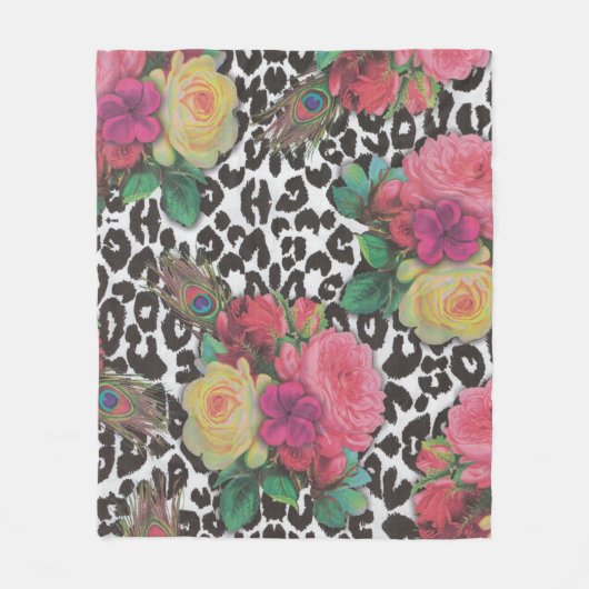 Vintage Blume Geparkeis Fleecedecke (Vorderseite)
