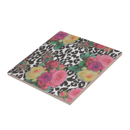 Vintage Blume Geparkeis Fliese (Seite)