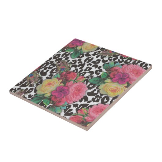 Vintage Blume Geparkeis Fliese (Seite)