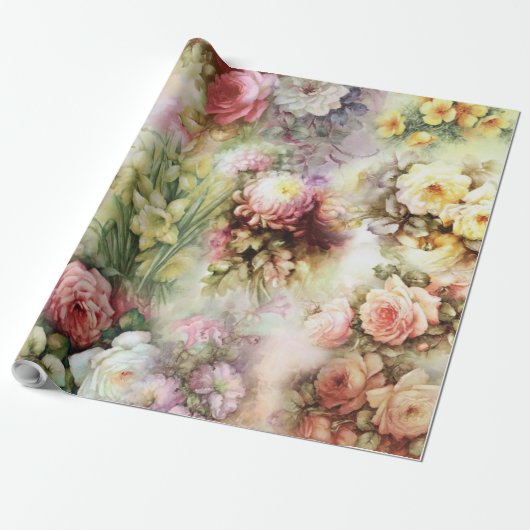Vintage Blume Geschenkpapier (Ungerollt)