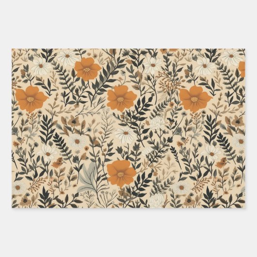 Vintage Blume Geschenkpapier Set (Vorderseite 2)