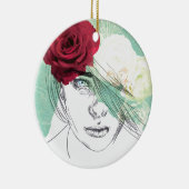 Vintage Blume Girl Illustration Keramik Ornament (Rechts)