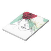 Vintage Blume Girl Illustration Notizblock (Rotiert)
