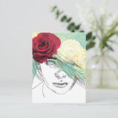 Vintage Blume Girl Illustration Postkarte (Stehend Vorderseite)