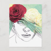 Vintage Blume Girl Illustration Postkarte (Vorderseite)