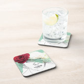 Vintage Blume Girl Illustration Untersetzer (Rechte Seite)