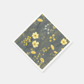 Vintage Blume Grau und Gelb Serviette (Ecke)