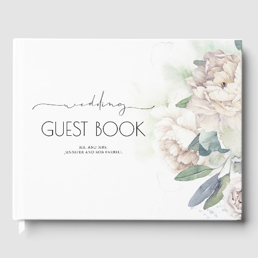 Vintage Blume Grüne Hochzeit Gästebuch (Vorderseite)