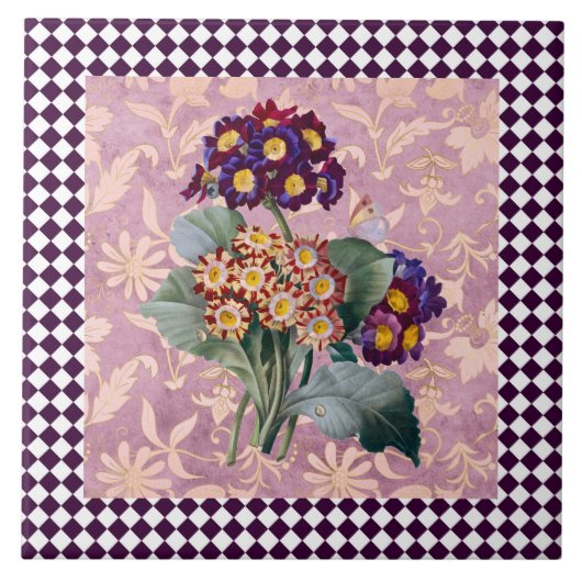 Vintage Blume Harlequin Fliese (Vorderseite)