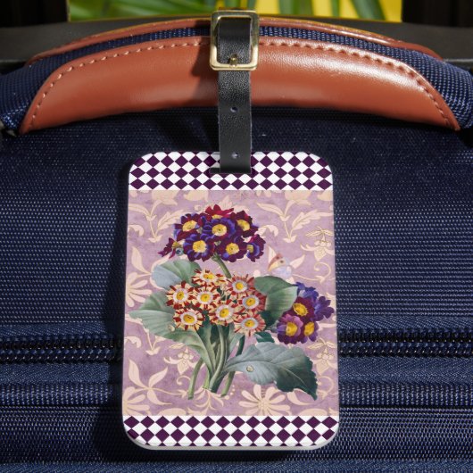 Vintage Blume Harlequin Gepäckanhänger (Vorderseite Insitu 2)