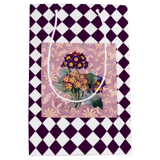 Vintage Blume Harlequin Mittlere Geschenktüte (Vorderseite)