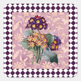 Vintage Blume Harlequin Quadratischer Aufkleber