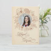 Vintage Blume Hebräische Bat Mitzva Einladung (Stehend Vorderseite)