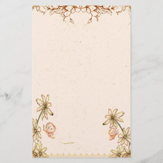 Vintage Blume Hochzeit Briefpapier (Vorderseite)