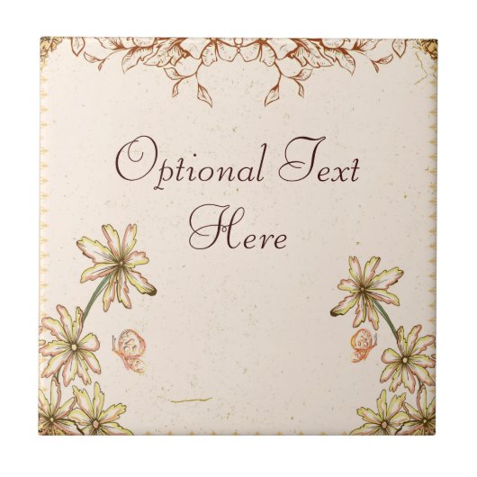 Vintage Blume Hochzeit Fliese (Vorderseite)