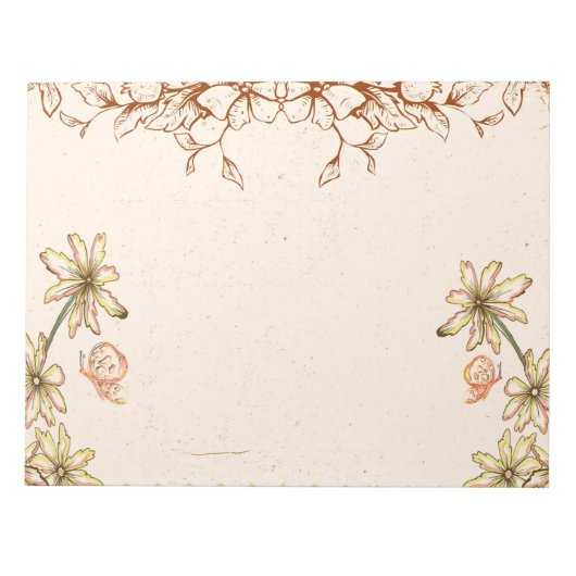 Vintage Blume Hochzeit Notizblock (Vorderseite)