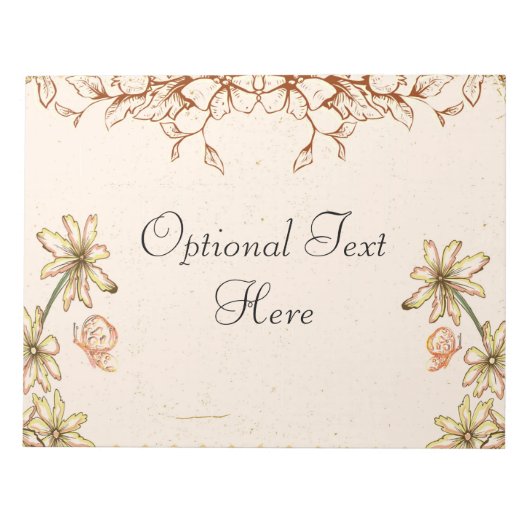 Vintage Blume Hochzeit Notizblock (Vorderseite)