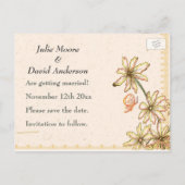 Vintage Blume Hochzeit speichern das Datum Ankündigungspostkarte (Rückseite)