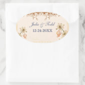 Vintage Blume Hochzeit speichern das Datum Ovaler Aufkleber (Tasche)