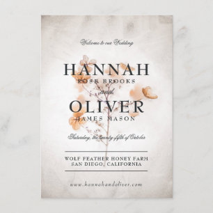 Vintage Blume Hochzeitsmenü Menükarte