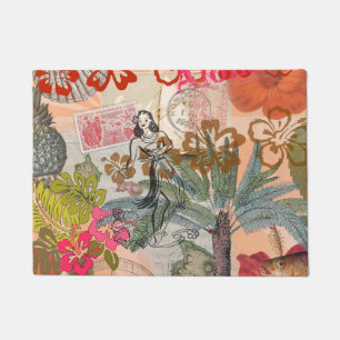 Vintage Blume Hula farbenfrohe hawaiianische tropi Fußmatte