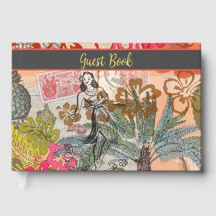 Vintage Blume Hula farbenfrohe hawaiianische tropi Gästebuch