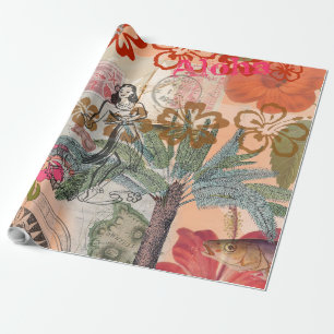 Vintage Blume Hula farbenfrohe hawaiianische tropi Geschenkpapier