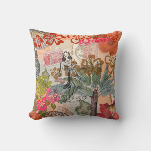 Vintage Blume Hula farbenfrohe hawaiianische tropi Kissen