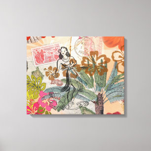 Vintage Blume Hula farbenfrohe hawaiianische tropi Leinwanddruck