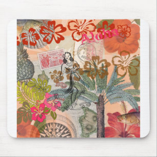 Vintage Blume Hula farbenfrohe hawaiianische tropi Mousepad