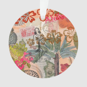 Vintage Blume Hula farbenfrohe hawaiianische tropi Ornament