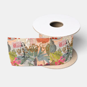 Vintage Blume Hula farbenfrohe hawaiianische tropi Satinband