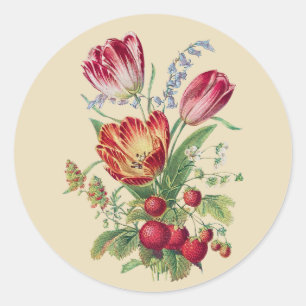VINTAGE BLUME I RUNDER AUFKLEBER