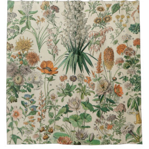 Vintage Blume Illustration Adolphe Millot Duschvorhang