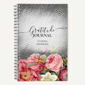 Vintage Blume im Schwarz-Weiß-Dankesblatt Notizblock (Vorderseite)