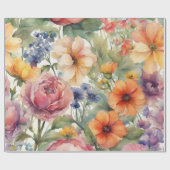 Vintage Blume im Wasserfarben Geschenkpapier (Flach)