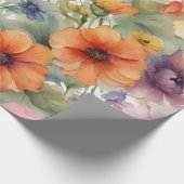 Vintage Blume im Wasserfarben Geschenkpapier (Ecke)