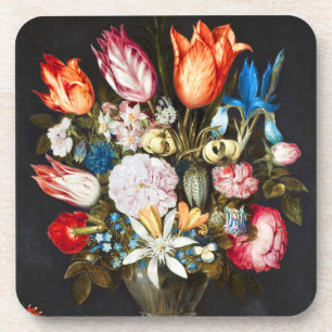 Vintage Blume in einem Glas von Ambrosius Bosschae Getränkeuntersetzer